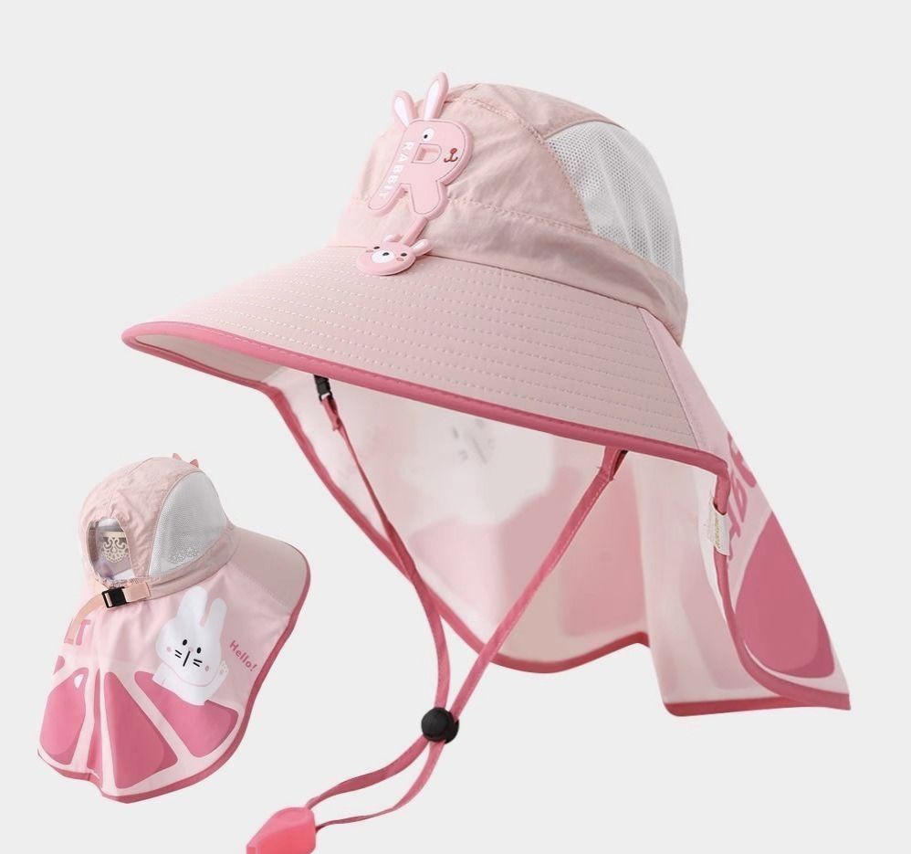 Summer New Children's Sunscreen Hats for Boys and Girls, UV resistant Sunscreen, Shawl with Whistle and Fisherman's Hat Styles