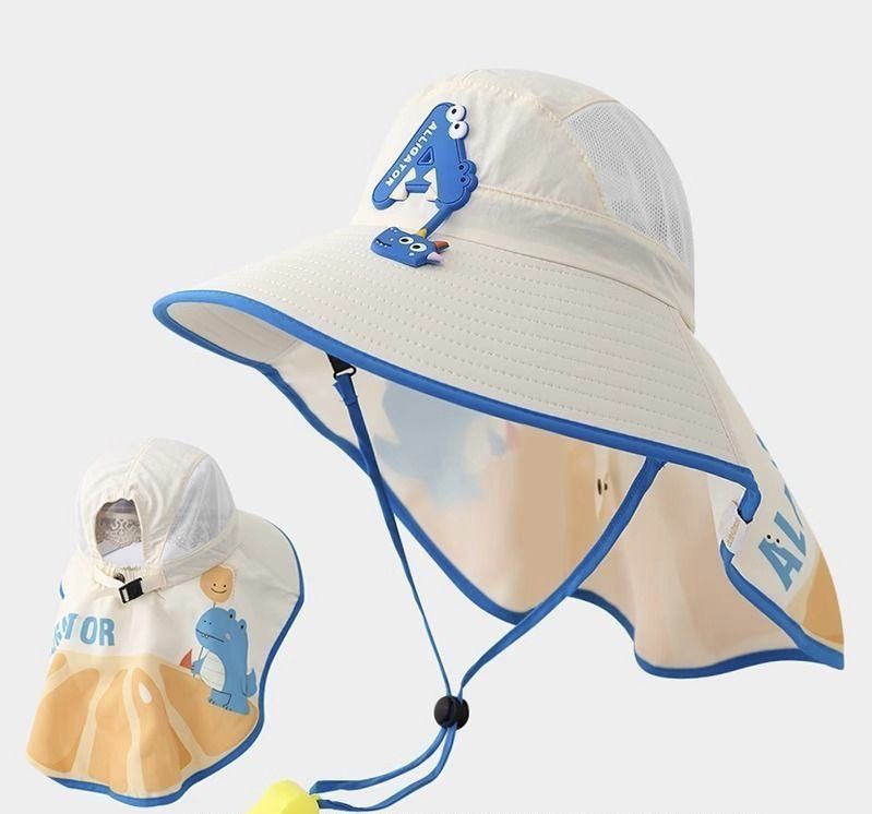 Summer New Children's Sunscreen Hats for Boys and Girls, UV resistant Sunscreen, Shawl with Whistle and Fisherman's Hat Styles