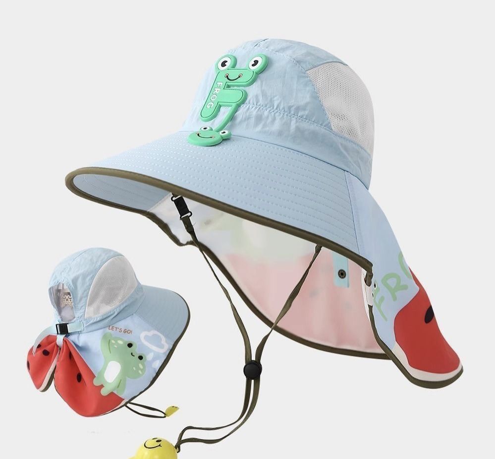 Summer New Children's Sunscreen Hats for Boys and Girls, UV resistant Sunscreen, Shawl with Whistle and Fisherman's Hat Styles