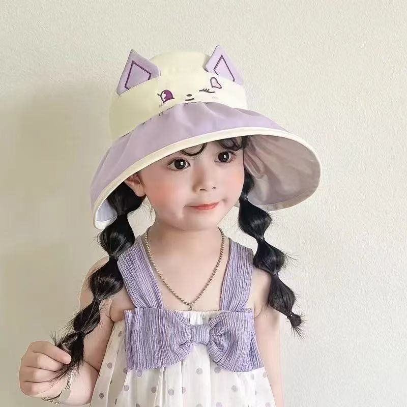 Summer New Children's Sunscreen Hats for Boys and Girls, UV resistant Sunscreen, Shawl with Whistle and Fisherman's Hat Styles