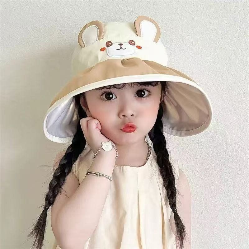 Summer New Children's Sunscreen Hats for Boys and Girls, UV resistant Sunscreen, Shawl with Whistle and Fisherman's Hat Styles