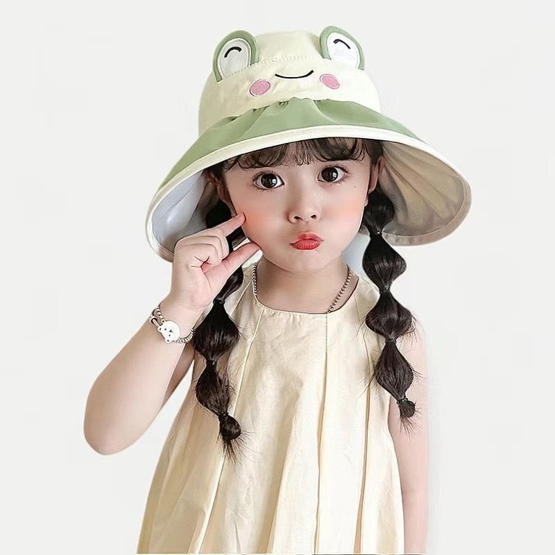 Summer New Children's Sunscreen Hats for Boys and Girls, UV resistant Sunscreen, Shawl with Whistle and Fisherman's Hat Styles