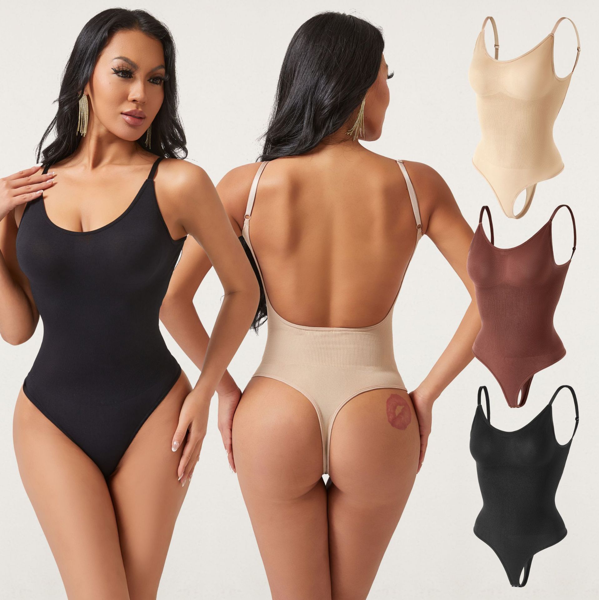 New backless jumpsuit for shaping the body, seamless waist and hip lifting, and abdominal cinching pants for women in plus size, tight fitting postpartum corset and abdominal cinching