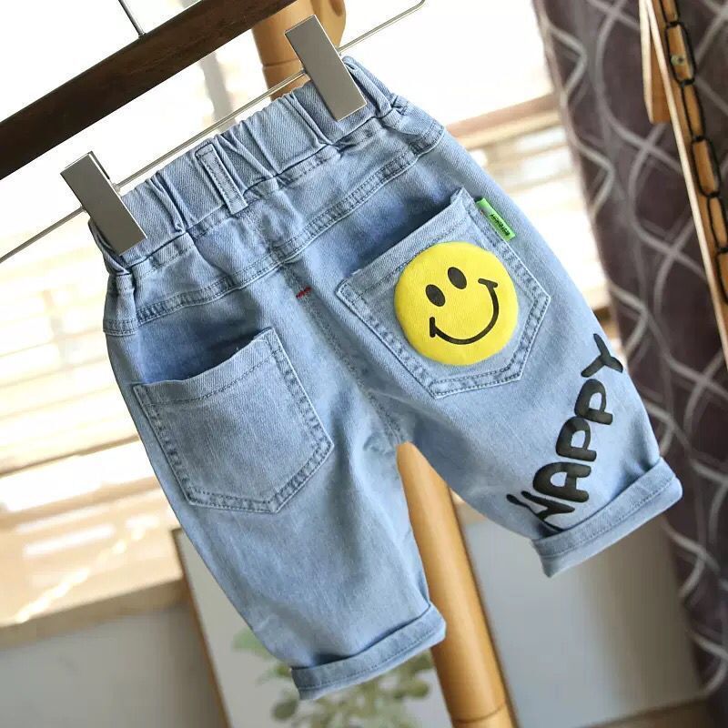 New summer children's shorts denim shorts hot selling cute dinosaur summer style boys' denim quarter pants