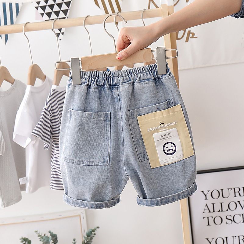 New summer children's shorts denim shorts hot selling cute dinosaur summer style boys' denim quarter pants