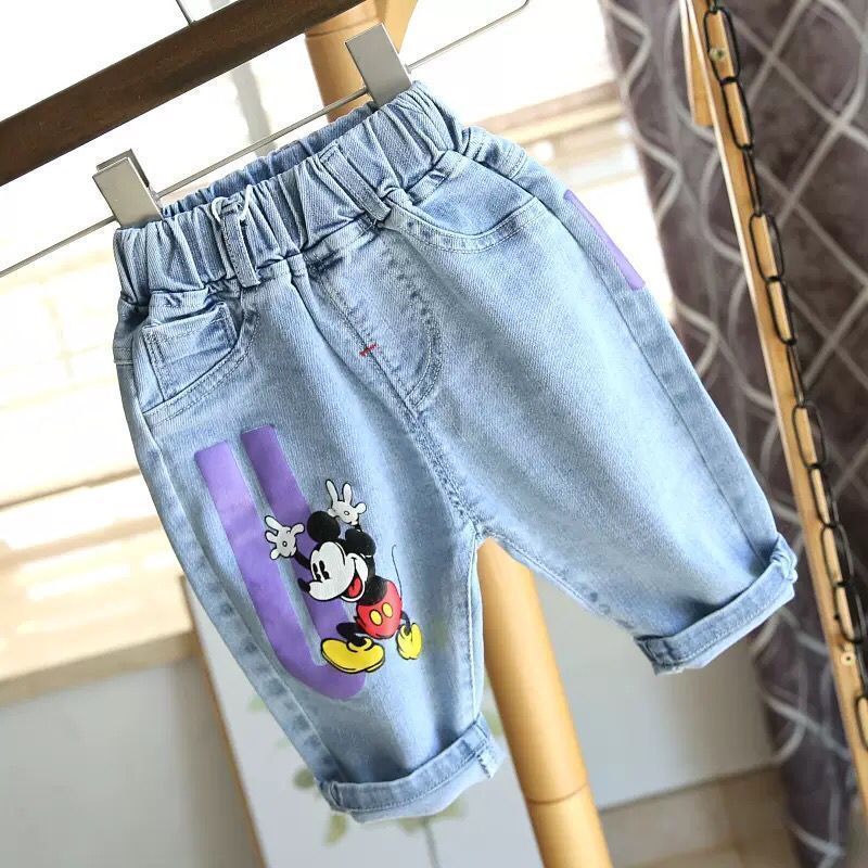 New summer children's shorts denim shorts hot selling cute dinosaur summer style boys' denim quarter pants