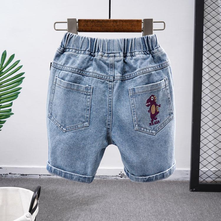 New summer children's shorts denim shorts hot selling cute dinosaur summer style boys' denim quarter pants