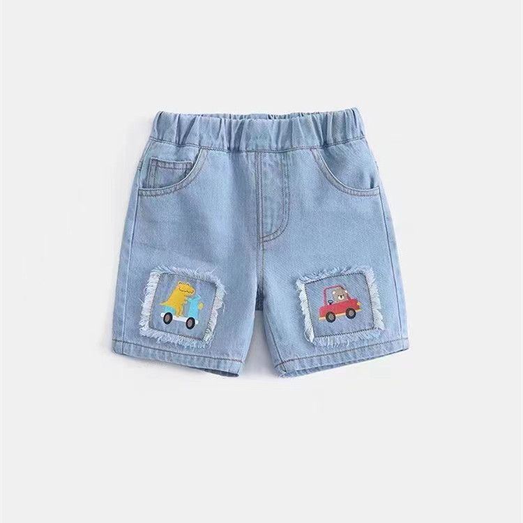 New summer children's shorts denim shorts hot selling cute dinosaur summer style boys' denim quarter pants