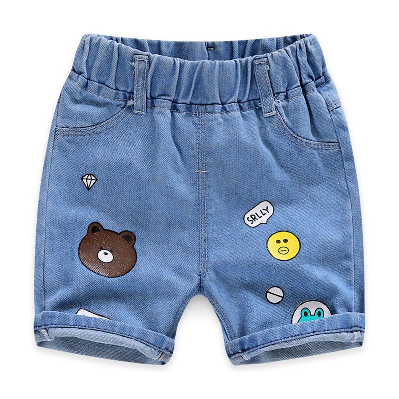 New summer children's shorts denim shorts hot selling cute dinosaur summer style boys' denim quarter pants