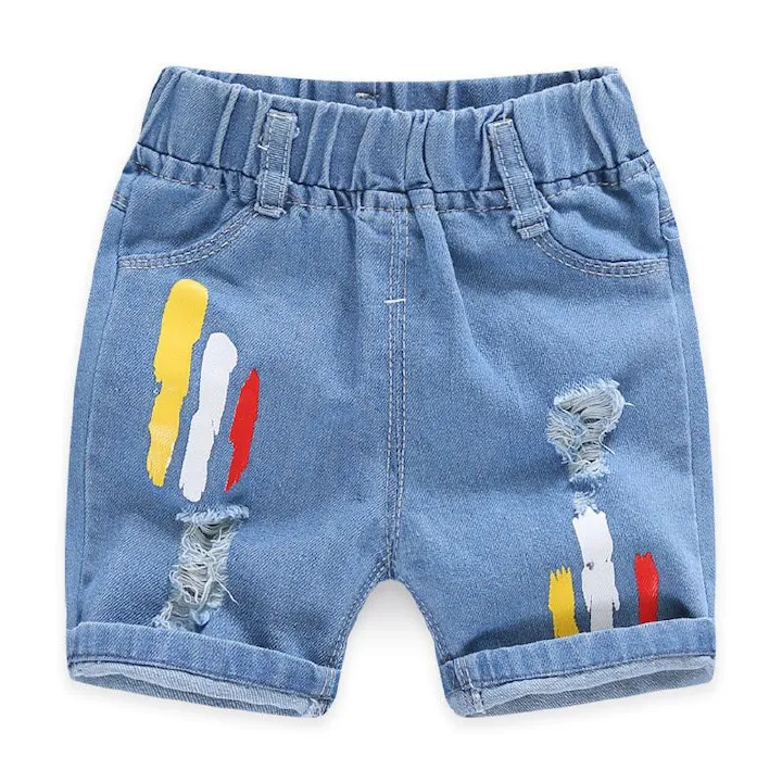 New summer children's shorts denim shorts hot selling cute dinosaur summer style boys' denim quarter pants