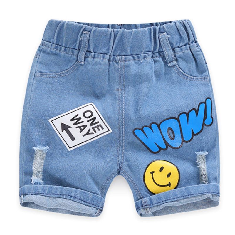 New summer children's shorts denim shorts hot selling cute dinosaur summer style boys' denim quarter pants
