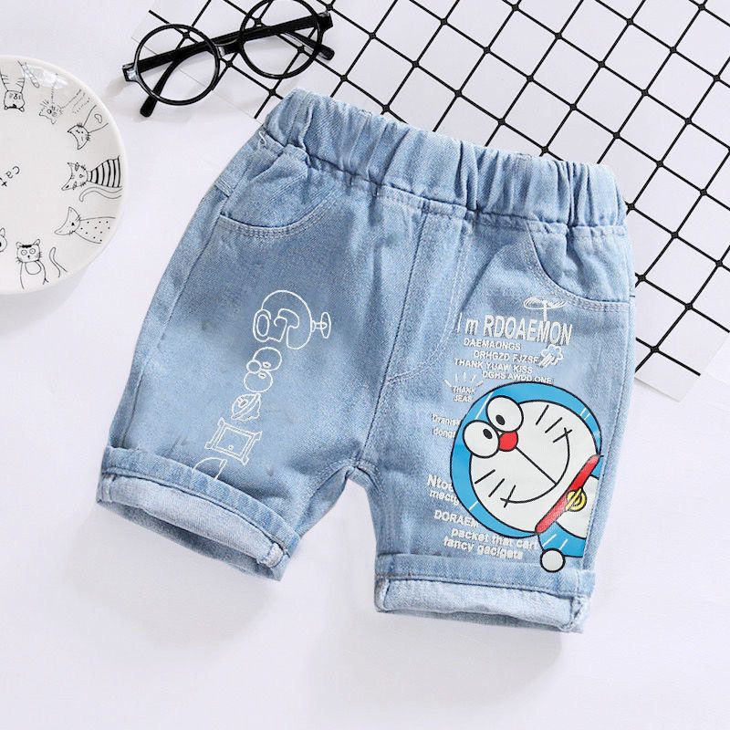 New summer children's shorts denim shorts hot selling cute dinosaur summer style boys' denim quarter pants