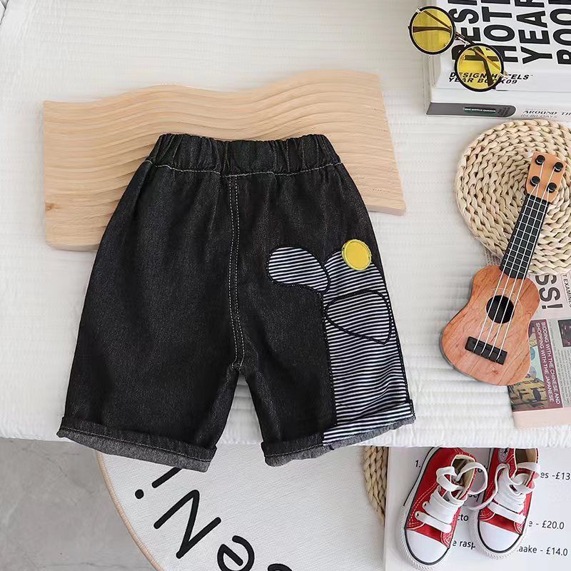 New summer children's shorts denim shorts hot selling cute dinosaur summer style boys' denim quarter pants