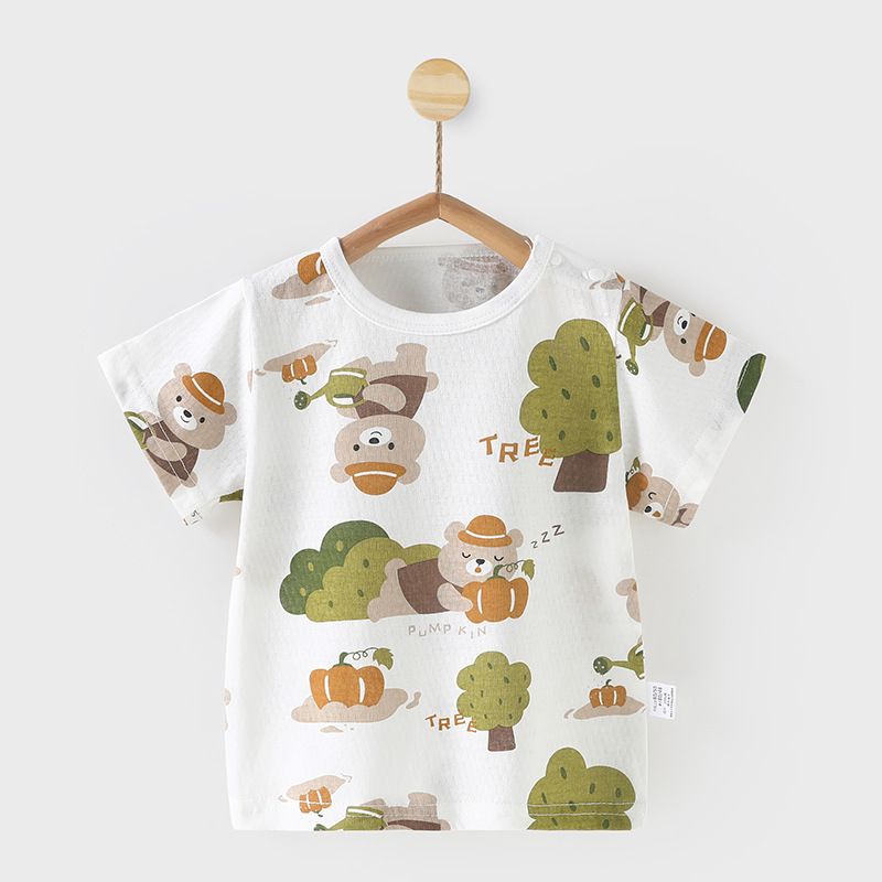 Baby thin short sleeved T-shirt baby top children 0-4 years old summer clothes boys and girls half sleeved base shirt trend