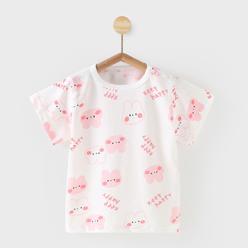 Baby thin short sleeved T-shirt baby top children 0-4 years old summer clothes boys and girls half sleeved base shirt trend