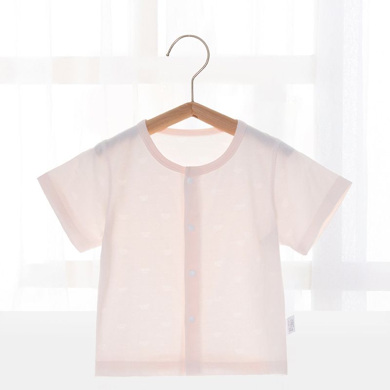 Baby short sleeved shirt, boneless underwear for newborns in summer, baby cardigan clothes, lightweight summer clothes, breathable pajamas