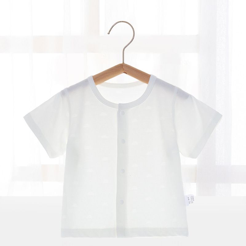 Baby short sleeved shirt, boneless underwear for newborns in summer, baby cardigan clothes, lightweight summer clothes, breathable pajamas