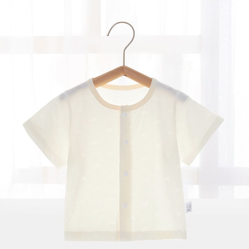 Baby short sleeved shirt, boneless underwear for newborns in summer, baby cardigan clothes, lightweight summer clothes, breathable pajamas