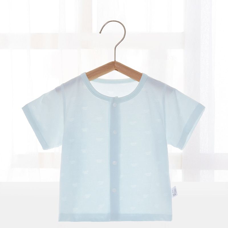 Baby short sleeved shirt, boneless underwear for newborns in summer, baby cardigan clothes, lightweight summer clothes, breathable pajamas