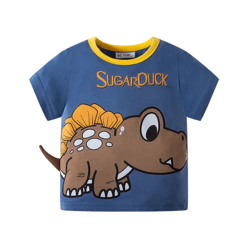Children's clothing betop cartoon three-dimensional dinosaur boy's T-shirt summer cartoon cute top children's short sleeved shirt