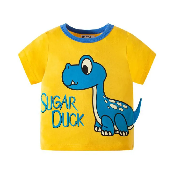 Children's clothing betop cartoon three-dimensional dinosaur boy's T-shirt summer cartoon cute top children's short sleeved shirt