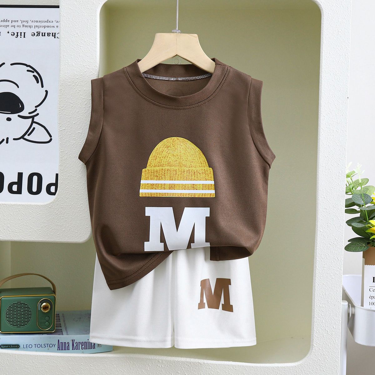 Summer new children's vest set boys' sleeveless top shorts summer two-piece set children's clothing thin
