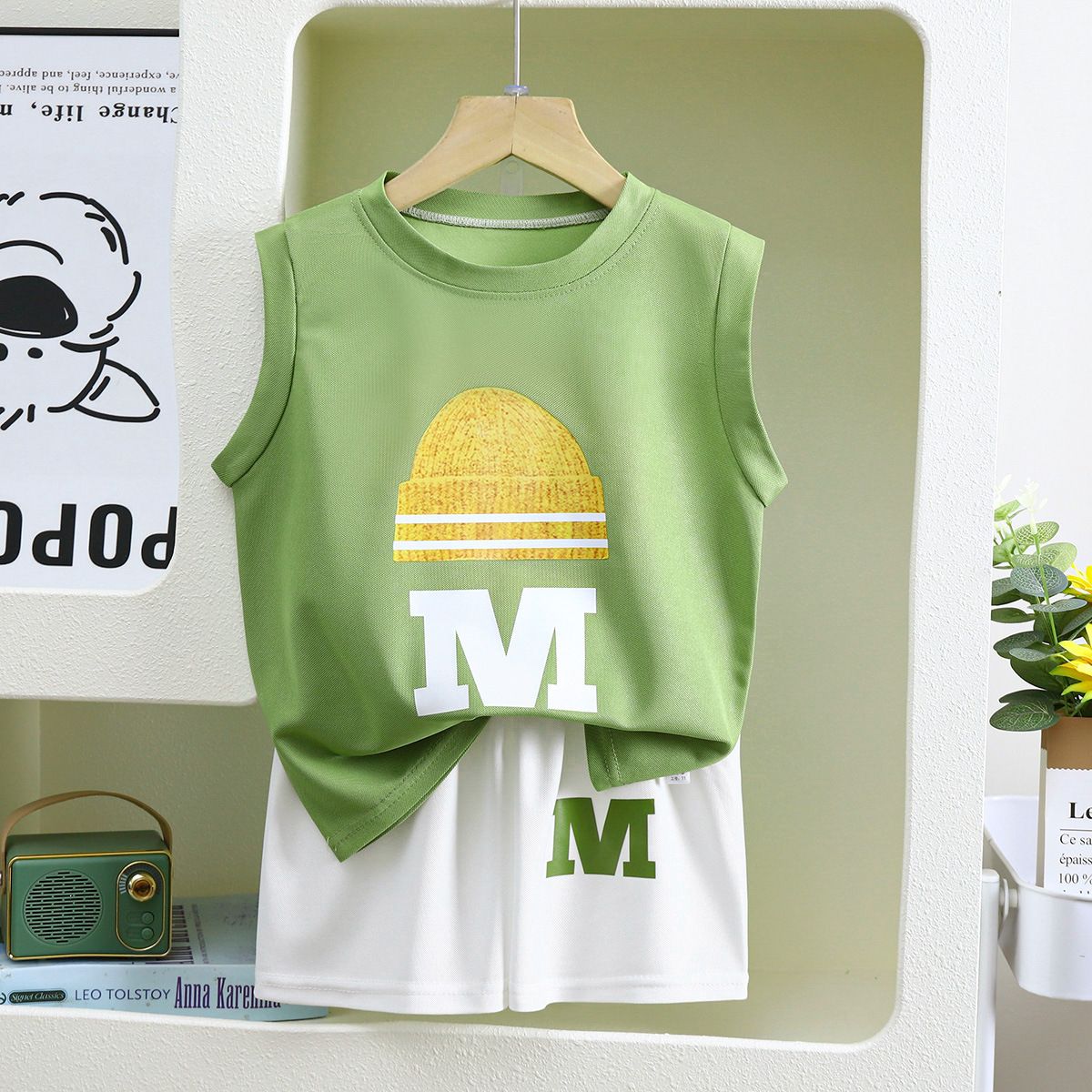 Summer new children's vest set boys' sleeveless top shorts summer two-piece set children's clothing thin