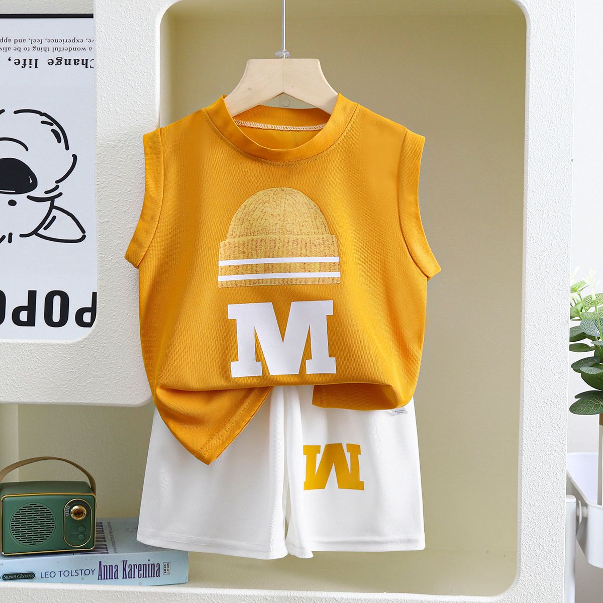 Summer new children's vest set boys' sleeveless top shorts summer two-piece set children's clothing thin