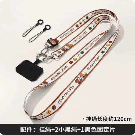 Mobile phone lanyard with a crossbody strap, back chain clip, pendant holder, key strap, phone case hanger, cushion pad for hanging chain, decorative hanger, and neck strap