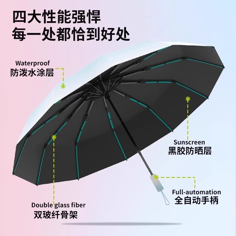 Fully automatic new high aesthetic gradient sun umbrella, rain and sun dual-use umbrella, sun protection against UV rays, fully automatic sun protection umbrella, anti UV umbrella