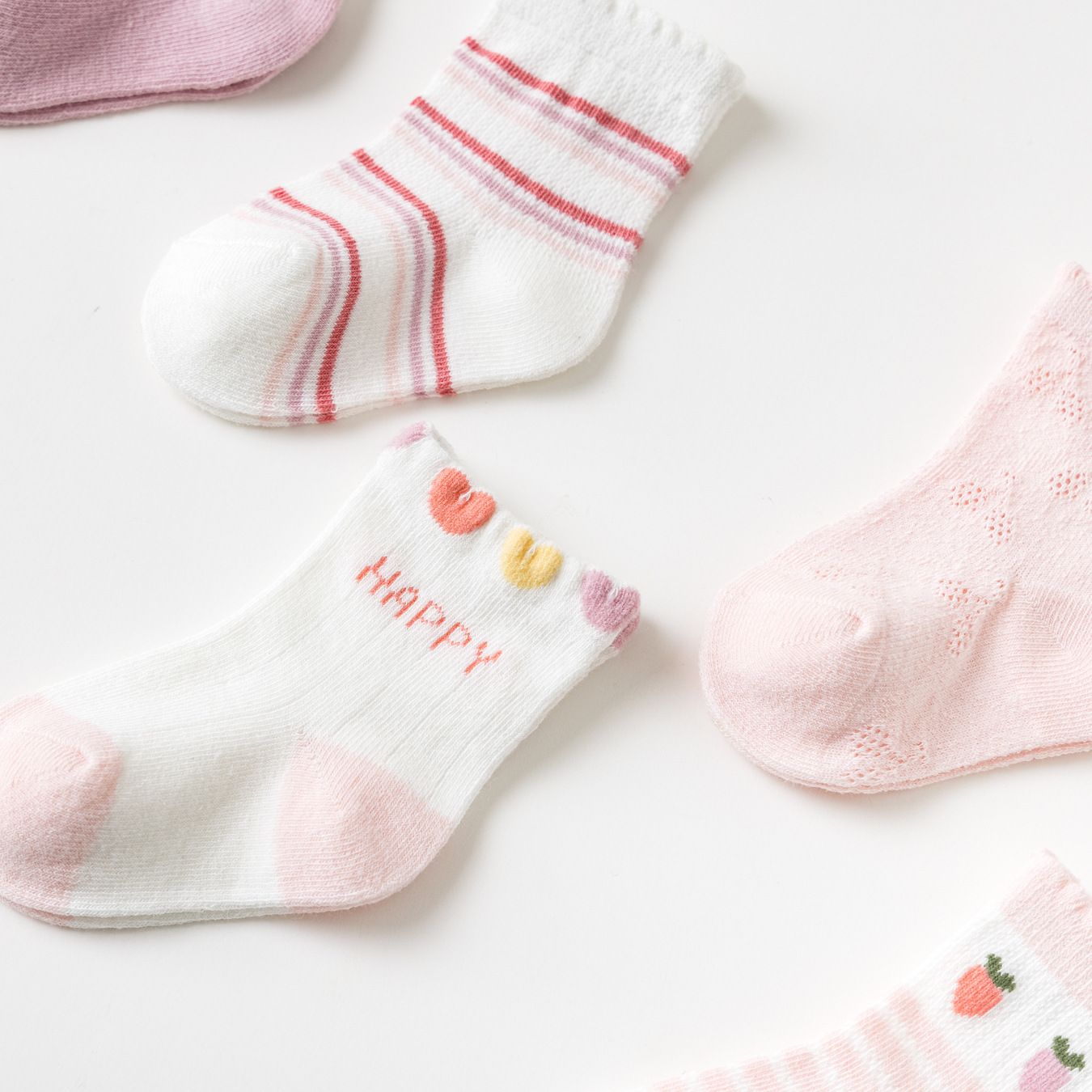 A-class spring and summer mesh breathable middle tube cotton children's socks, baby socks cartoon cute 5 pairs set Combed cotton