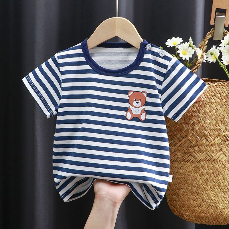 Children's short sleeved t-shirt, pure cotton girls' summer clothes, baby's summer children's clothing, new boys' top, one piece
