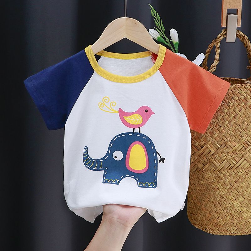 Children's short sleeved t-shirt, pure cotton girls' summer clothes, baby's summer children's clothing, new boys' top, one piece