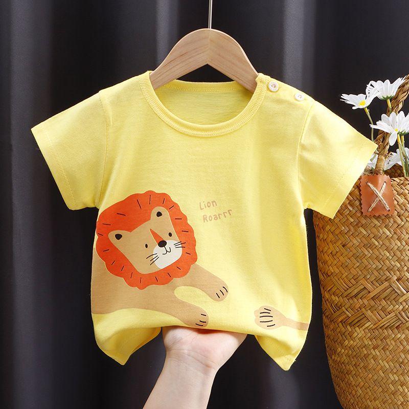 Children's short sleeved t-shirt, pure cotton girls' summer clothes, baby's summer children's clothing, new boys' top, one piece
