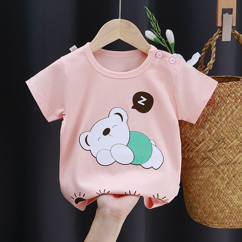 Children's short sleeved t-shirt, pure cotton girls' summer clothes, baby's summer children's clothing, new boys' top, one piece