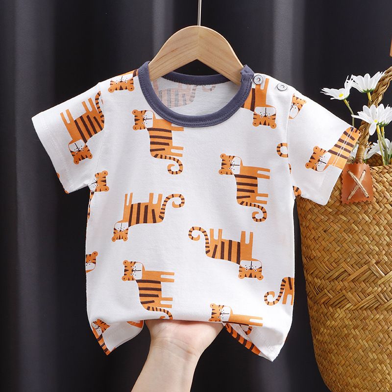 Children's short sleeved t-shirt, pure cotton girls' summer clothes, baby's summer children's clothing, new boys' top, one piece