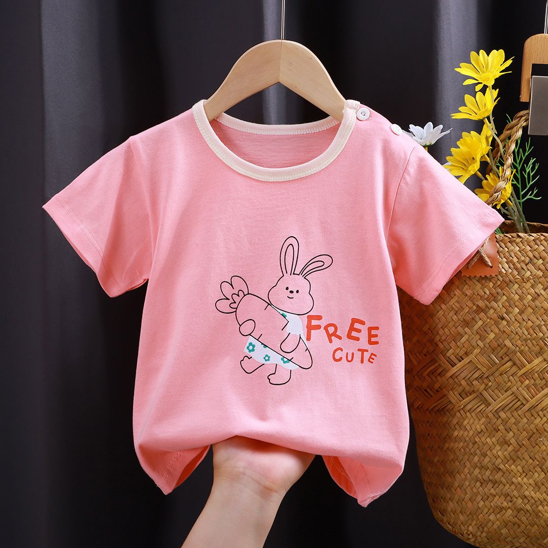 Children's short sleeved t-shirt, pure cotton girls' summer clothes, baby's summer children's clothing, new boys' top, one piece