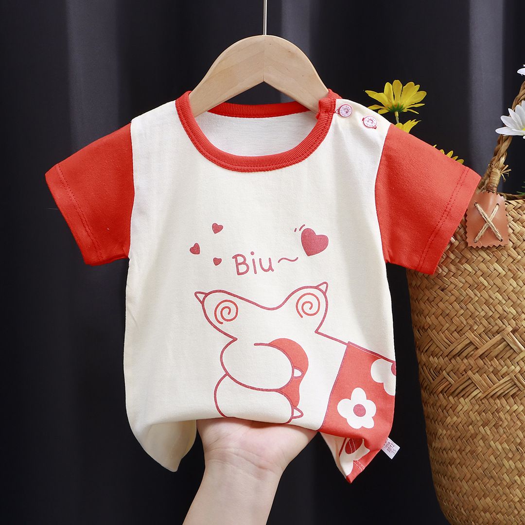 Children's short sleeved t-shirt, pure cotton girls' summer clothes, baby's summer children's clothing, new boys' top, one piece