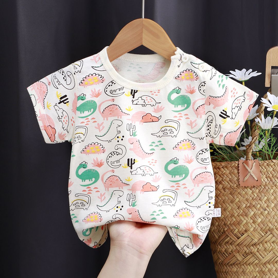 Children's short sleeved t-shirt, pure cotton girls' summer clothes, baby's summer children's clothing, new boys' top, one piece