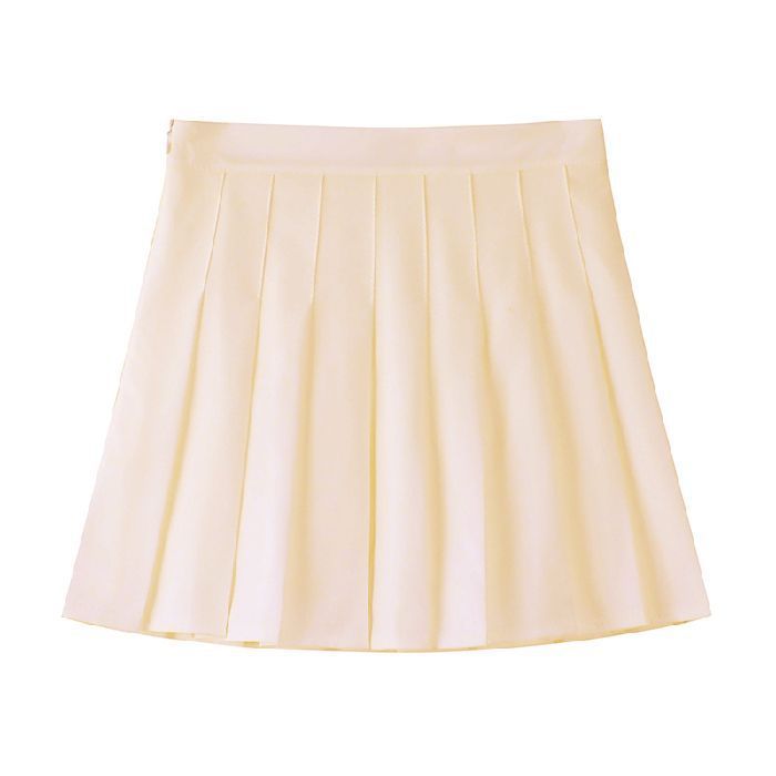 Four season short skirt, women's pleated skirt, A-line skirt, half body skirt (extended length+safety pants+zipper+button)