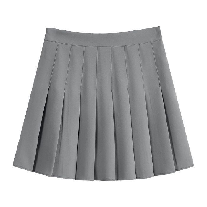 Four season short skirt, women's pleated skirt, A-line skirt, half body skirt (extended length+safety pants+zipper+button)