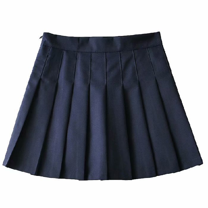 Four season short skirt, women's pleated skirt, A-line skirt, half body skirt (extended length+safety pants+zipper+button)