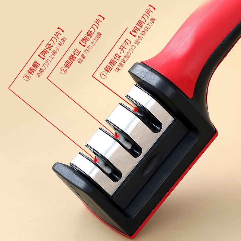 Multi functional household four stage sharpening tool, stone rod, three-stage quick wholesale sharpening tool, blade opener