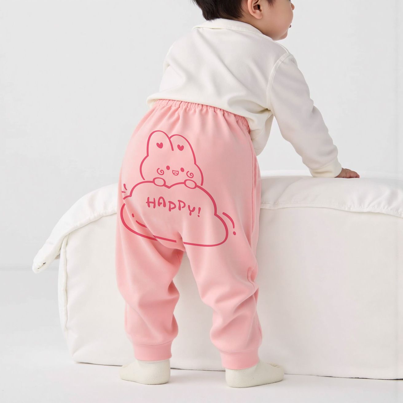 Baby and toddler Class A four-season pure cotton baby pants for boys and girls, large buttocks, long pants, outer wear, children's home wear, warm pants