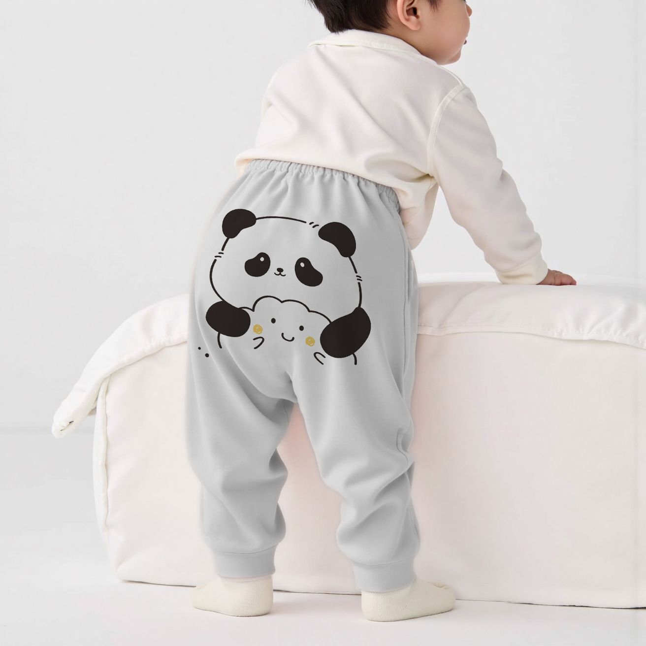 Baby and toddler Class A four-season pure cotton baby pants for boys and girls, large buttocks, long pants, outer wear, children's home wear, warm pants