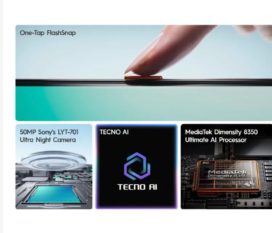 Tecno Camon 40 Premier 256GB+16(8+8)GB RAM 6.67" 144Hz LTPO AMOLED MTK Dimensity 8350 45W 5100mAh 50MP Dual Speaker Android 15 IP68/IP69 Dust Water Resistance Dual Sim Smart Phones phone
