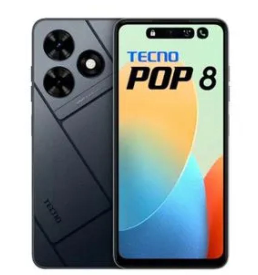 [Anniversary Offer] Tecno Pop 8 64GB+4(2+2)GB 6.6" 90Hz Display Hole Screen Dynamic Port Stereo Dual Speakers 13MP Back Camera 5000mAh Battery Type-C Charging Fingerprint Unlock Android Smart Phone