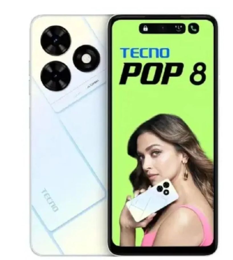 [Anniversary Offer] Tecno Pop 8 64GB+4(2+2)GB 6.6" 90Hz Display Hole Screen Dynamic Port Stereo Dual Speakers 13MP Back Camera 5000mAh Battery Type-C Charging Fingerprint Unlock Android Smart Phone