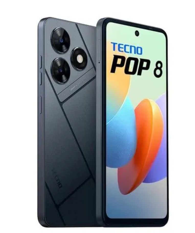 [Anniversary Offer] Tecno Pop 8 64GB+4(2+2)GB 6.6" 90Hz Display Hole Screen Dynamic Port Stereo Dual Speakers 13MP Back Camera 5000mAh Battery Type-C Charging Fingerprint Unlock Android Smart Phone