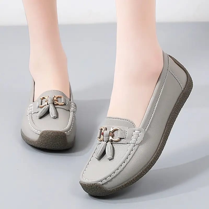 New arrivals high quality pure leather original loafers ladies flat comfy loafer shoes